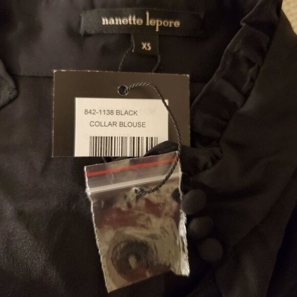 Nanette Lepore Ruffled Silk Blouse in Black - NEW - Picture 8 of 10